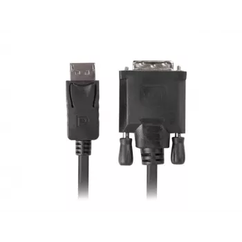 Video kabeļa adapteris LANBERG DisplayPort (vīrišķais) uz DVI‑D (vīrišķais), 1 m, melns, atbalsta 1080p