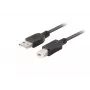 LANBERG USB-A(vīriešu)->USB-B(vīriešu) 2.0 kabelis 1m Melns ar ferīta serdi