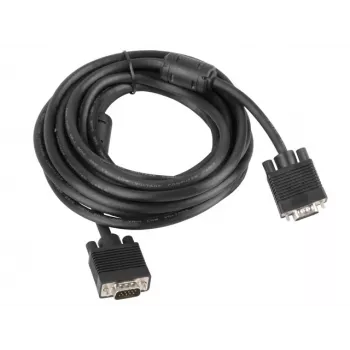 VGA kabelis LANBERG CA-VGAC-10CC-0050-B, 5 m, vīrietis-vīrietis, PVC apvalks, ferīta serde, melns