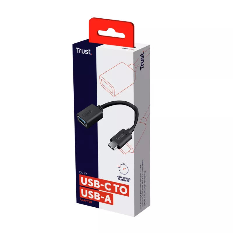 Trust Calyx 20967 USB-C (spraudnis) – USB-A (ligzda) adapteris, USB 3.1 Gen 1, melns