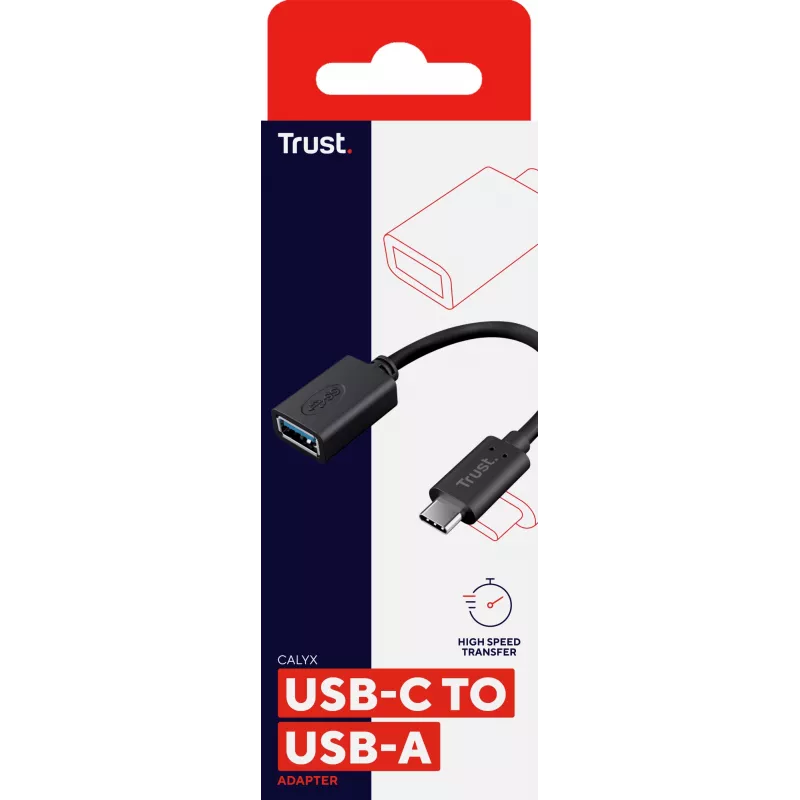 Trust Calyx 20967 USB-C (spraudnis) – USB-A (ligzda) adapteris, USB 3.1 Gen 1, melns