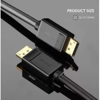 DisplayPort kabelis UGREEN DP102 1 m, DisplayPort 1.2, 21.6 Gbit/s, 3840×2160@60Hz, melns