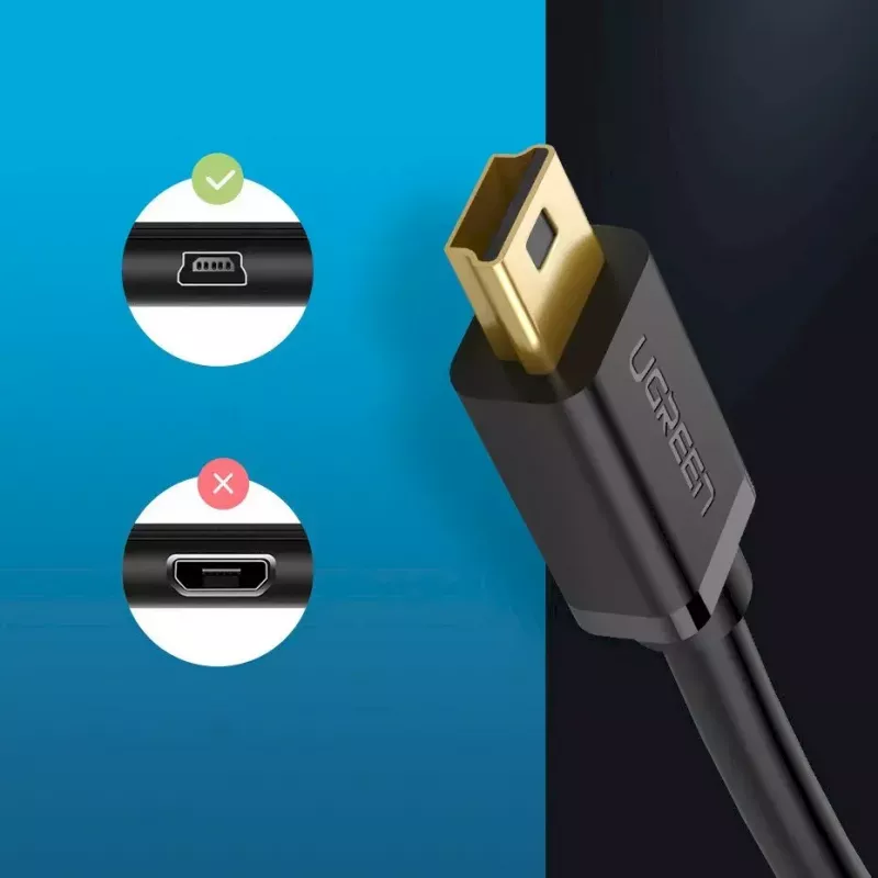 USB kabelis UGREEN 10385 Mini-USB 480 Mbps 1,5 m Melns, ātra uzlāde