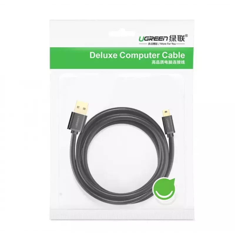 USB kabelis UGREEN 10385 Mini-USB 480 Mbps 1,5 m Melns, ātra uzlāde