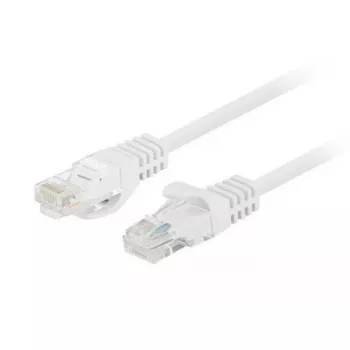 Tīkla vads LANBERG Cat6 U/UTP 1 m, RJ-45 tēviņš–tēviņš, savīta dzīsla, balts