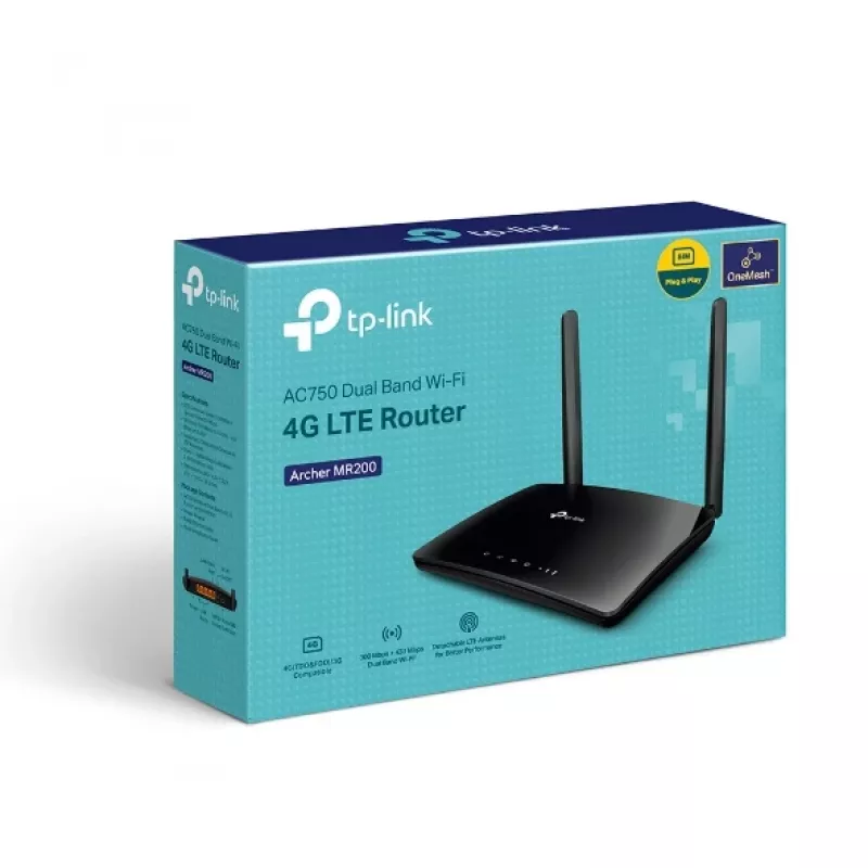 TP-Link Archer MR202 bezvadu maršrutētājs Fast Ethernet Divu joslu (2.4 GHz / 5 GHz) Melns