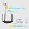 TP-Link Archer VR300 AC1200 bezvadu VDSL/ADSL modema maršrutētājs, Wi-Fi 5 (802.11ac), divjoslu (2.4 GHz / 5 GHz), Ethernet LAN, VDSL2, melns