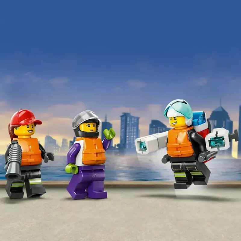 LEGO ugunsdzēsības glābšanas laiva 60373 — City sērija, 144 gab., 3 minifigūras, 5+ gadiem