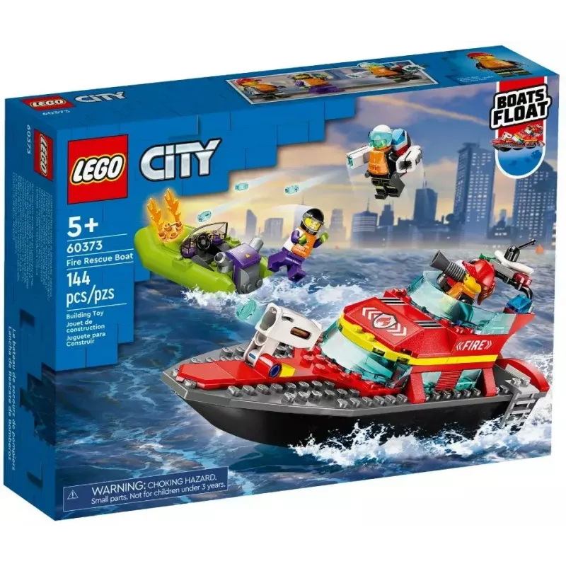 LEGO ugunsdzēsības glābšanas laiva 60373 — City sērija, 144 gab., 3 minifigūras, 5+ gadiem