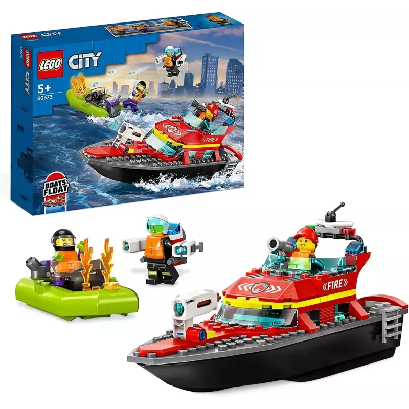 LEGO ugunsdzēsības glābšanas laiva 60373 — City sērija, 144 gab., 3 minifigūras, 5+ gadiem