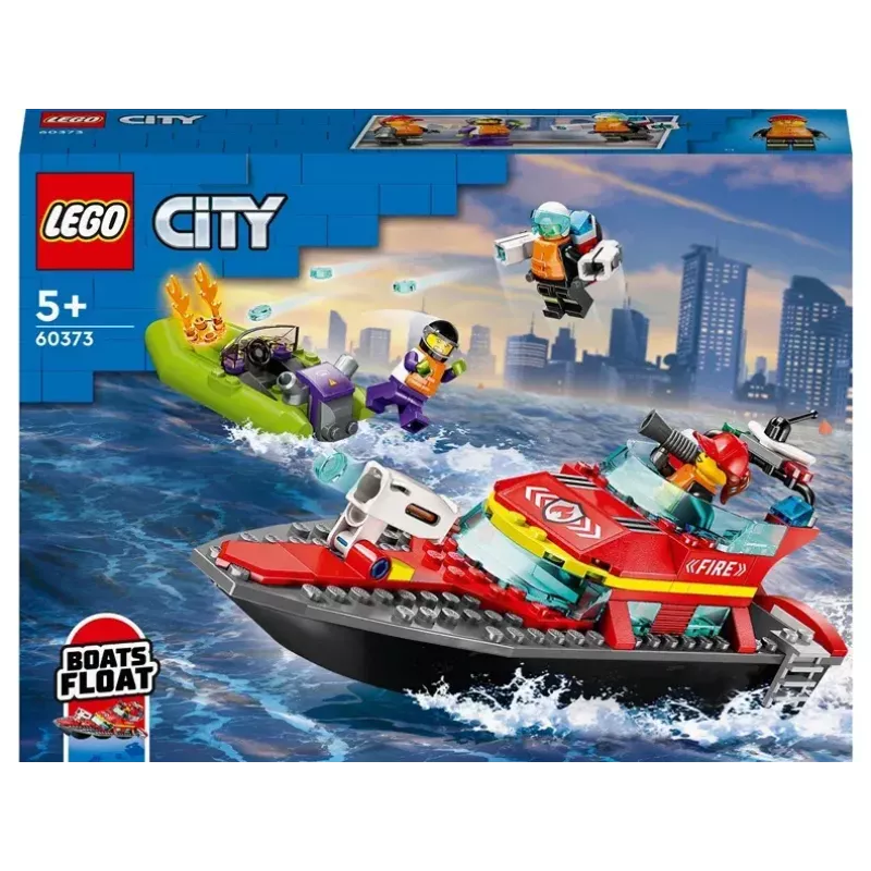 LEGO ugunsdzēsības glābšanas laiva 60373 — City sērija, 144 gab., 3 minifigūras, 5+ gadiem