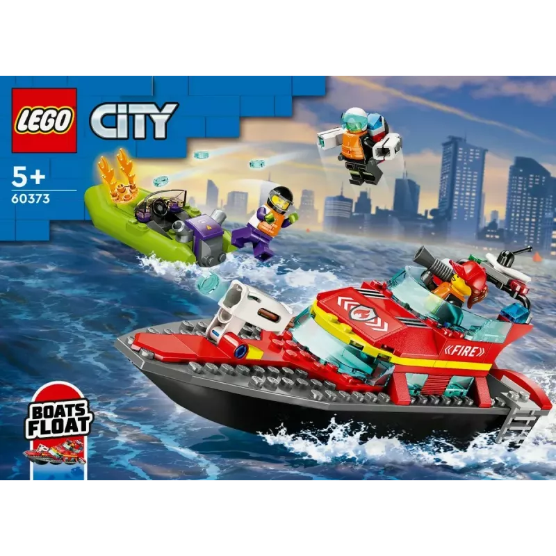 LEGO ugunsdzēsības glābšanas laiva 60373 — City sērija, 144 gab., 3 minifigūras, 5+ gadiem