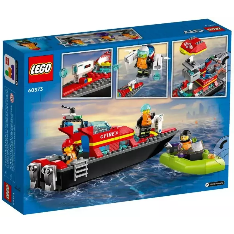 LEGO ugunsdzēsības glābšanas laiva 60373 — City sērija, 144 gab., 3 minifigūras, 5+ gadiem