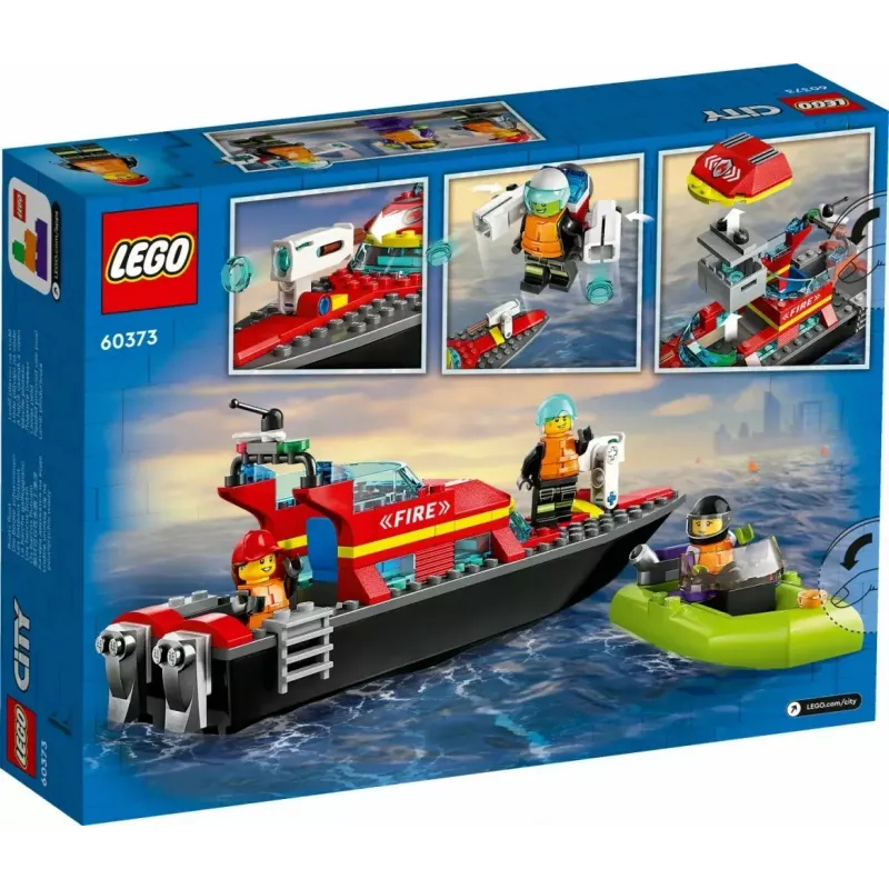 LEGO ugunsdzēsības glābšanas laiva 60373 — City sērija, 144 gab., 3 minifigūras, 5+ gadiem