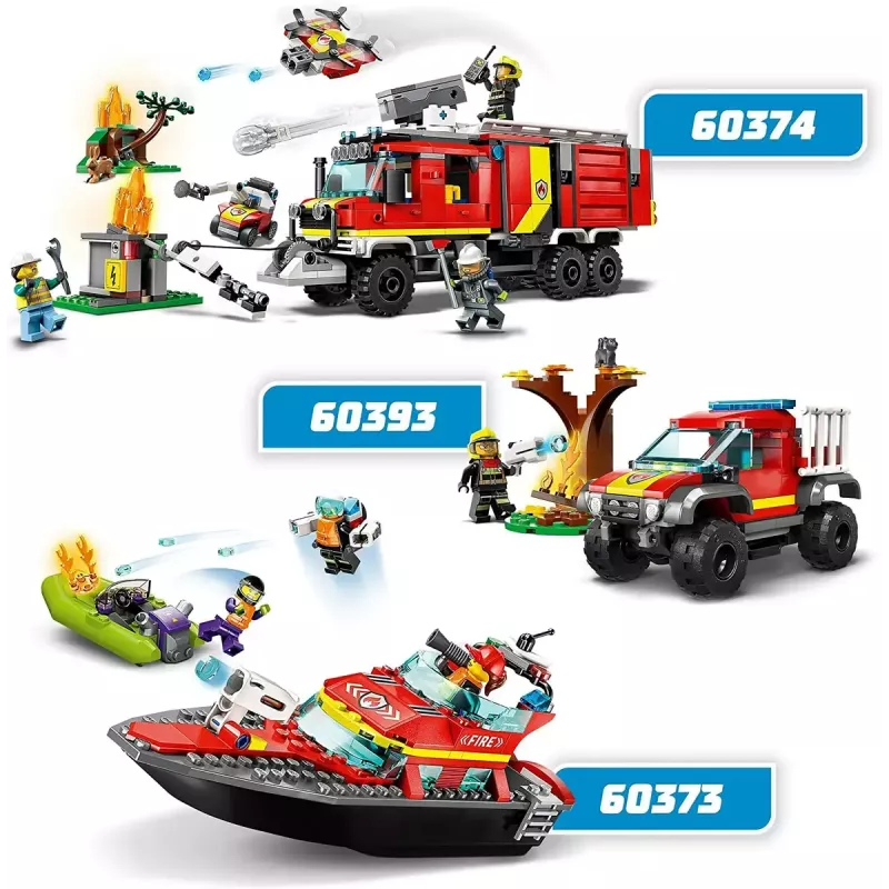LEGO ugunsdzēsības glābšanas laiva 60373 — City sērija, 144 gab., 3 minifigūras, 5+ gadiem