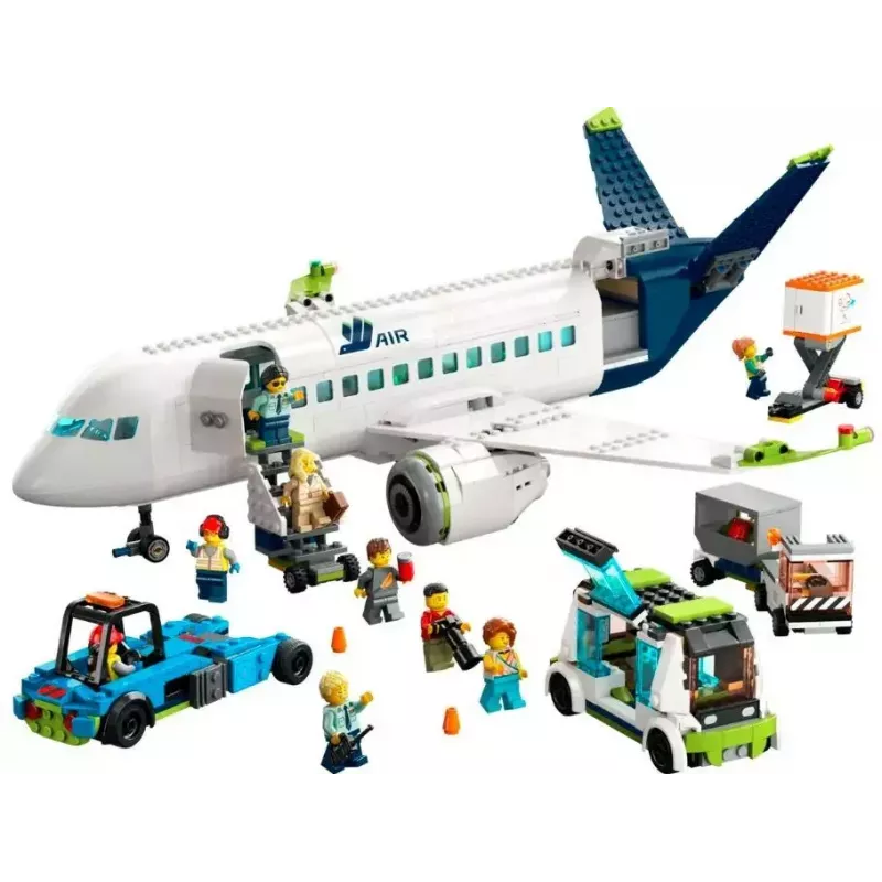 LEGO Pasažieru lidmašīnas būvkomplekts 60367 — City sērija, 913 gabali, 8 minifigūras, detalizēts interjers