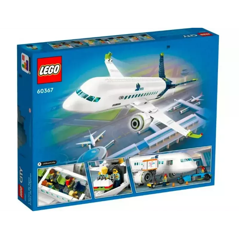 LEGO Pasažieru lidmašīnas būvkomplekts 60367 — City sērija, 913 gabali, 8 minifigūras, detalizēts interjers