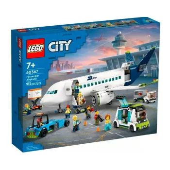 LEGO Pasažieru lidmašīnas būvkomplekts 60367 — City sērija, 913 gabali, 8 minifigūras, detalizēts interjers