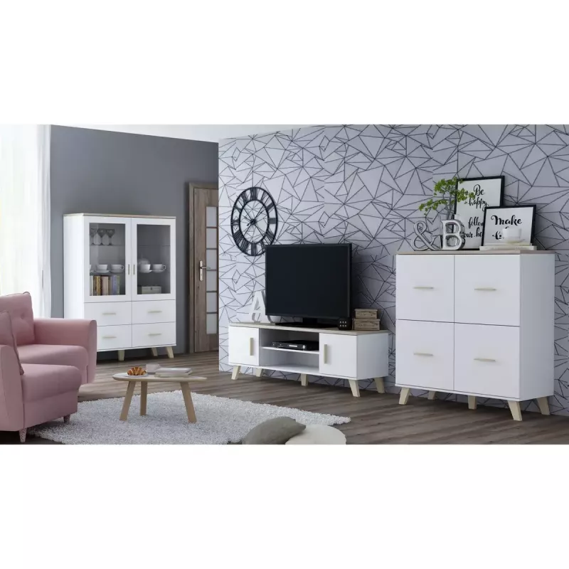 Skapis cama meble LOTTA 110 4D — 4 durvis, 6 plaukti, Sonoma ozola virsma, 1100×540×1190 mm