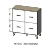 Skapis cama meble LOTTA 110 4D — 4 durvis, 6 plaukti, Sonoma ozola virsma, 1100×540×1190 mm