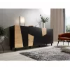 Kumode ETNA 200x42x82 cm, matēti melna ar ozolkoka akcentiem, skaidu plātne