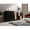Kumode ETNA 200x42x82 cm, matēti melna ar ozolkoka akcentiem, skaidu plātne