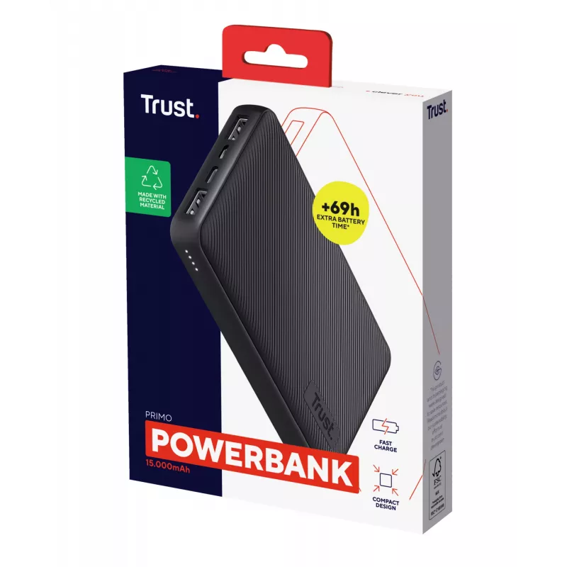 Trust Primo 15000 mAh Melns – Litija-Jonu (Li-Ion) ārējais akumulators