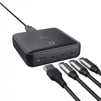 Trust Maxo universālais 100W 4-portu USB lādētājs, melns