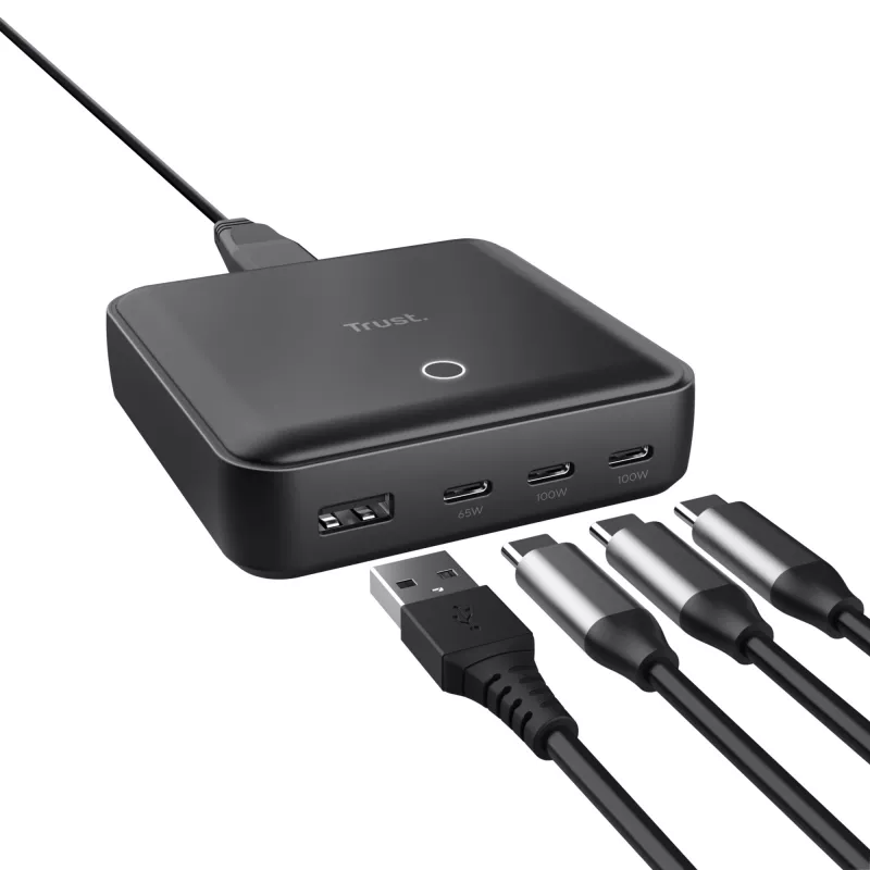 Trust Maxo universālais 100W 4-portu USB lādētājs, melns