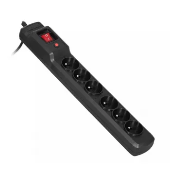 ActiveJet COMBO 6GN 3M pagarinātājs — 6 ligzdas, 3 m, 10 A, 230 V, melns