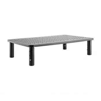 Brīvi stāvošs monitora statīvs GEMBIRD MS-TABLE-01 — viens ekrāns, 20 kg, melns, manuāls augstums 100–140 mm