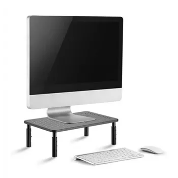 Brīvi stāvošs monitora statīvs GEMBIRD MS-TABLE-01 — viens ekrāns, 20 kg, melns, manuāls augstums 100–140 mm