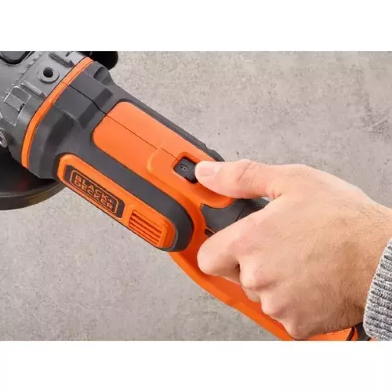 Leņķa slīpmašīna Black & Decker BCG720N — bezvada 18V Li-Ion, 12.5 cm disks, līdz 8600 RPM, 3 roktura pozīcijas