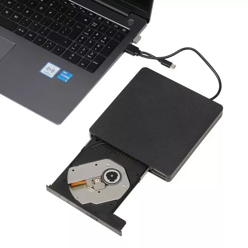 Ārējais optiskais diskdzinis IBOX IED03 DVD±RW USB 3.1 Gen1 (USB-C) Melns, paplāte, 24x CD / 8x DVD