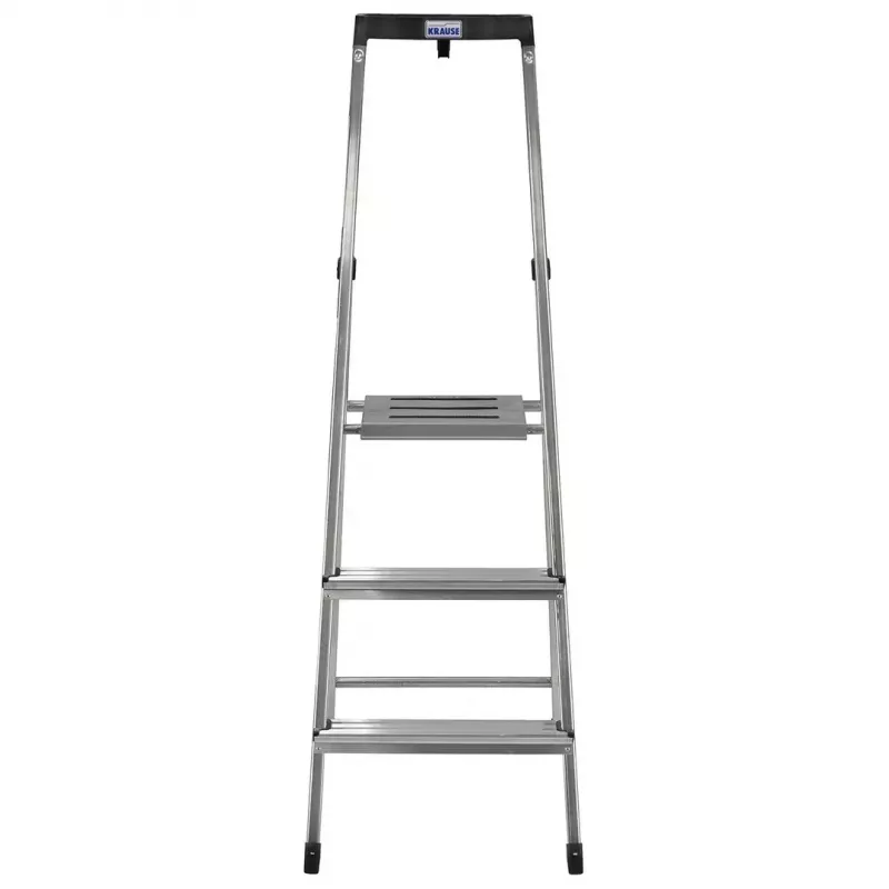 Saliekamās kāpnes Krause 126313 — alumīnija 3-pakāpju kāpnes, max augstums 140 cm, slodze 150 kg, pretslīdes pakāpieni un kājiņas