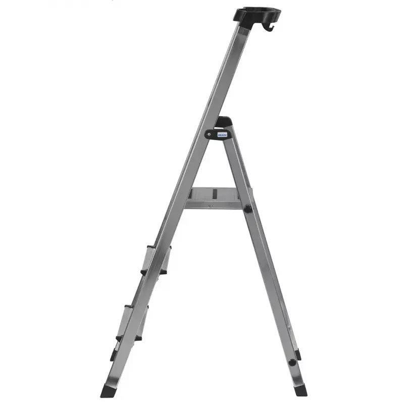 Saliekamās kāpnes Krause 126313 — alumīnija 3-pakāpju kāpnes, max augstums 140 cm, slodze 150 kg, pretslīdes pakāpieni un kājiņas