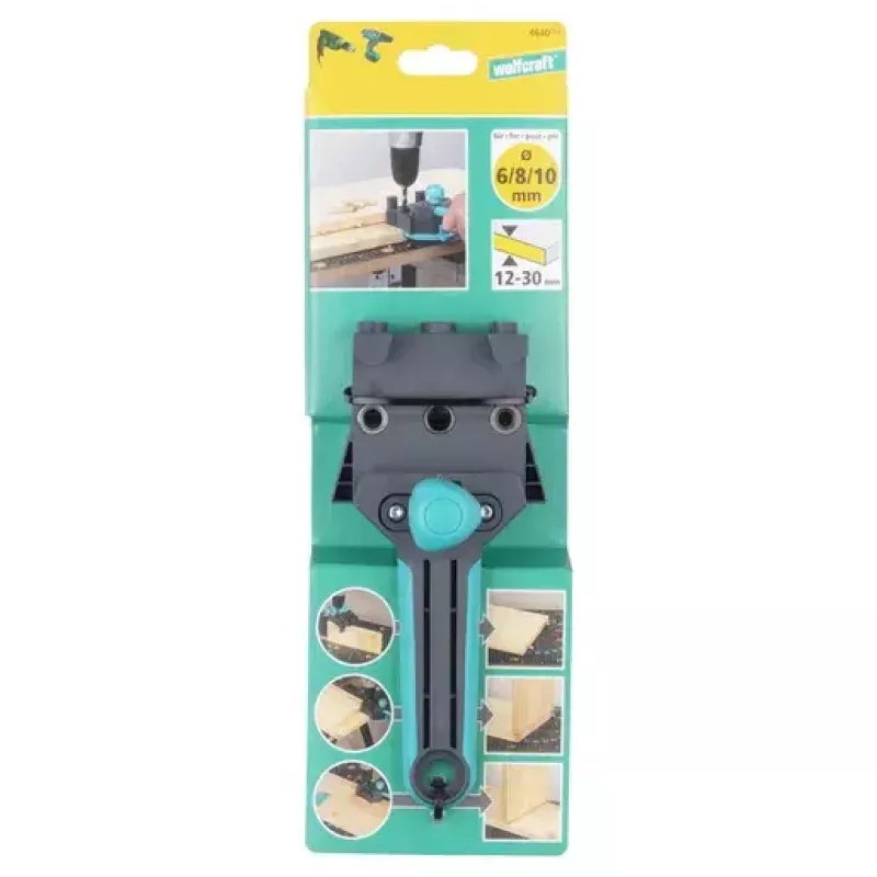 Montāžas instruments Wolfcraft Dowelmaster dībeļiem 6/8/10 mm, dēļa biezums 1.2–30 mm, plastmasa/tērauds, melns