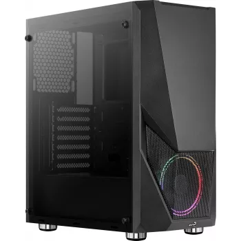 Korpuss AEROCOOL Zauron Midi Tower Melns — Midi-Tower, sānu logs, atbalsta ATX/microATX/Mini-ITX, max GPU 32.5 cm, CPU dzesētāja augstums 166 mm, 2x 3.5 collu sloti, 4x 2.5 collu sloti