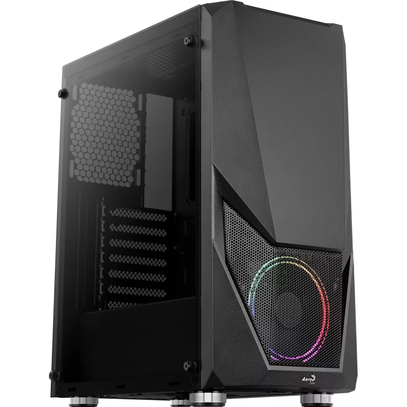 Aerocool PGS Zauron FRGB-G-BK-v1 Midi Tower datora korpuss spēlētājiem, ATX/micro-ATX/Mini-ITX, rūdīts stikls, FRGB, melns