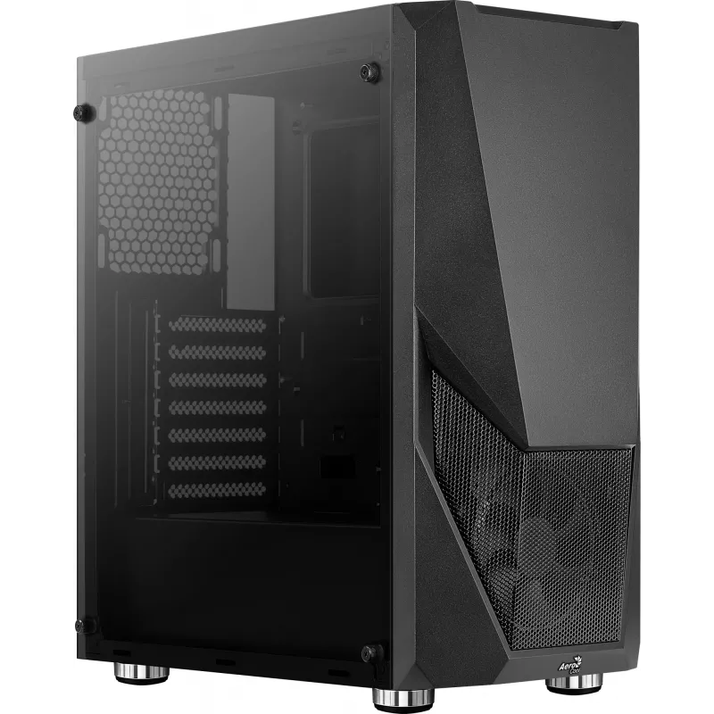 Aerocool PGS Zauron FRGB-G-BK-v1 Midi Tower datora korpuss spēlētājiem, ATX/micro-ATX/Mini-ITX, rūdīts stikls, FRGB, melns