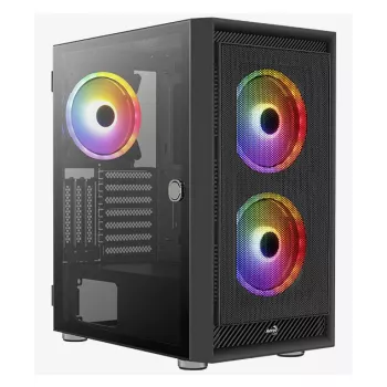 Aerocool PGS Graphite-G-BK-v2 FRGB Midi Tower korpuss datoram, ATX, melns
