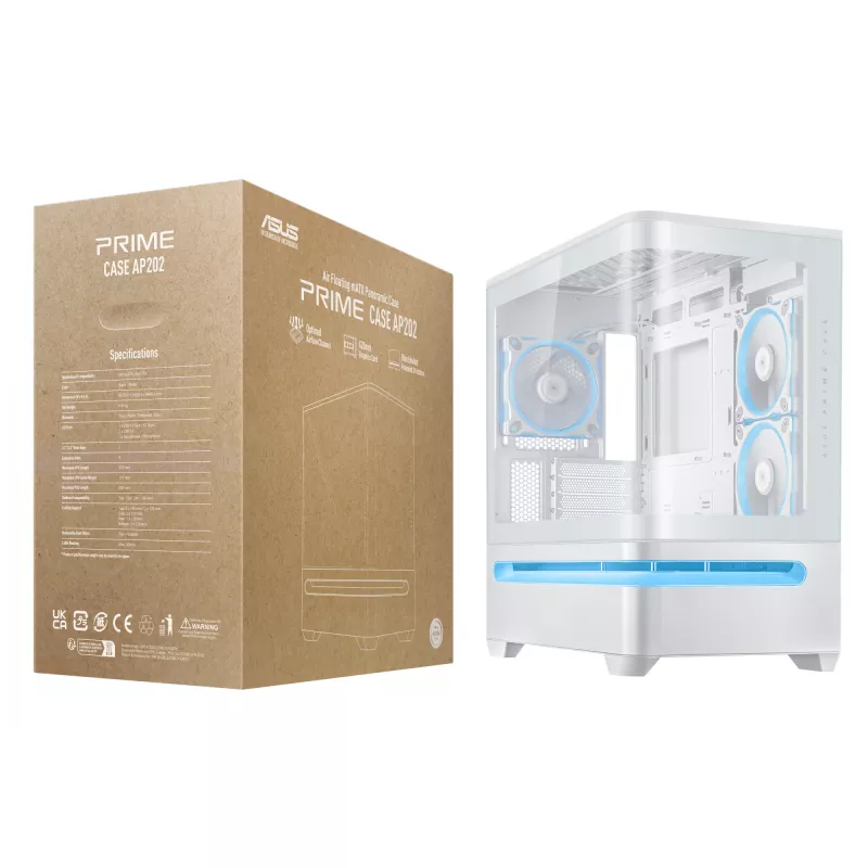 ASUS PRIME AP202 ARGB Midi Tornis Balts