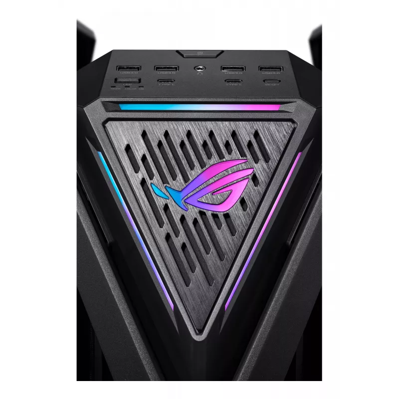 PC korpuss ASUS ROG Hyperion GR701 BTF Edition tornis — melns, rūdīts stikls, E-ATX/ATX/microATX atbalsts, 46 cm GPU, 420 mm augšējais radiators