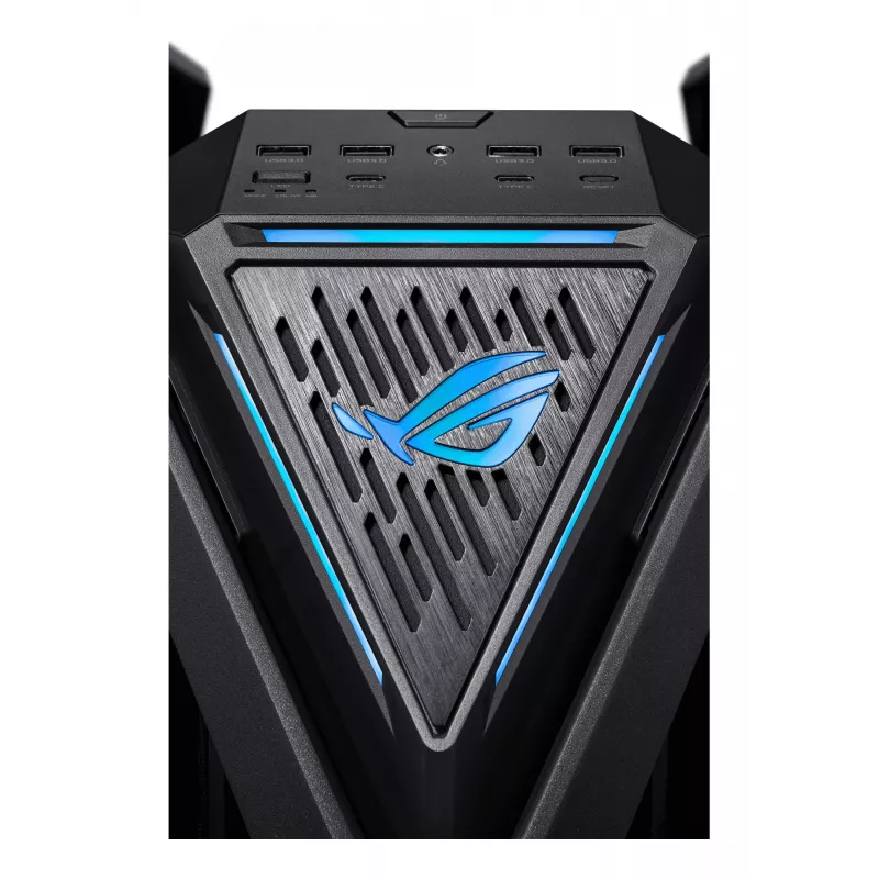 PC korpuss ASUS ROG Hyperion GR701 BTF Edition tornis — melns, rūdīts stikls, E-ATX/ATX/microATX atbalsts, 46 cm GPU, 420 mm augšējais radiators