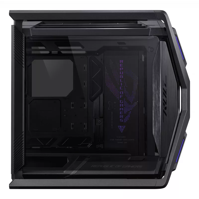PC korpuss ASUS ROG Hyperion GR701 BTF Edition tornis — melns, rūdīts stikls, E-ATX/ATX/microATX atbalsts, 46 cm GPU, 420 mm augšējais radiators