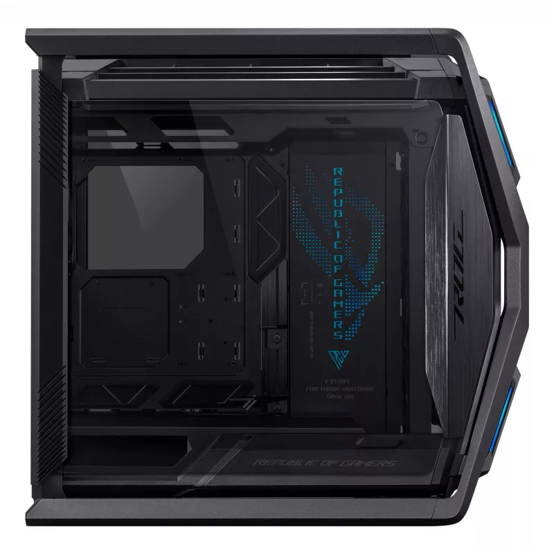 PC korpuss ASUS ROG Hyperion GR701 BTF Edition tornis — melns, rūdīts stikls, E-ATX/ATX/microATX atbalsts, 46 cm GPU, 420 mm augšējais radiators