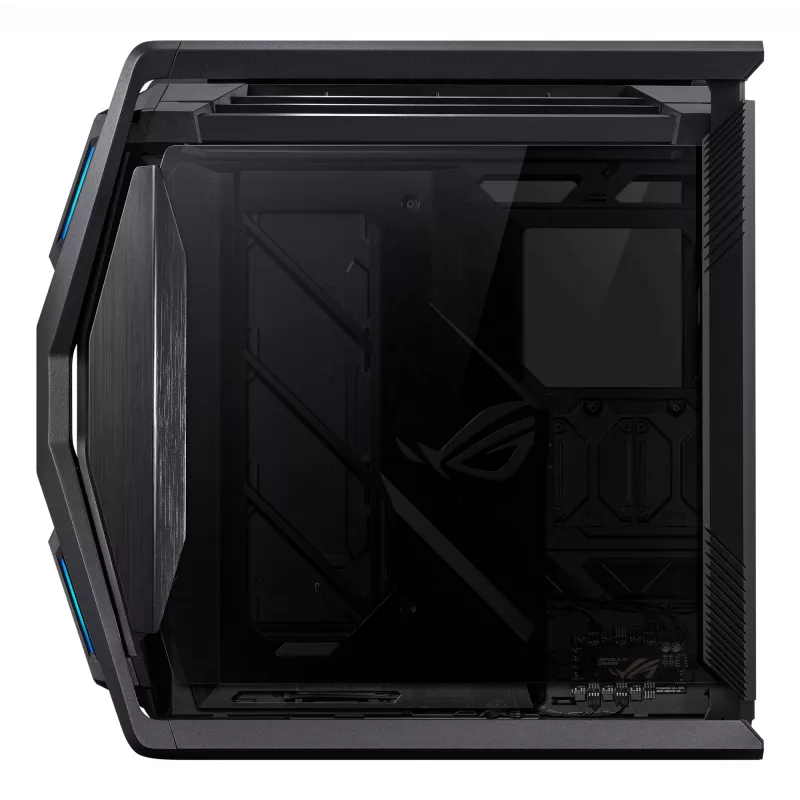 PC korpuss ASUS ROG Hyperion GR701 BTF Edition tornis — melns, rūdīts stikls, E-ATX/ATX/microATX atbalsts, 46 cm GPU, 420 mm augšējais radiators