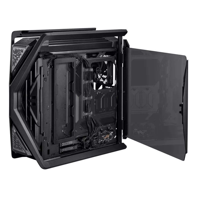 PC korpuss ASUS ROG Hyperion GR701 BTF Edition tornis — melns, rūdīts stikls, E-ATX/ATX/microATX atbalsts, 46 cm GPU, 420 mm augšējais radiators