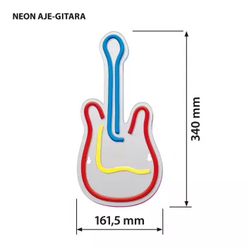 LED neona zīme ActiveJet AJE-NEON GUITAR daudzkrāsaina USB 5V, 240×176×20 mm, virsmas montāža