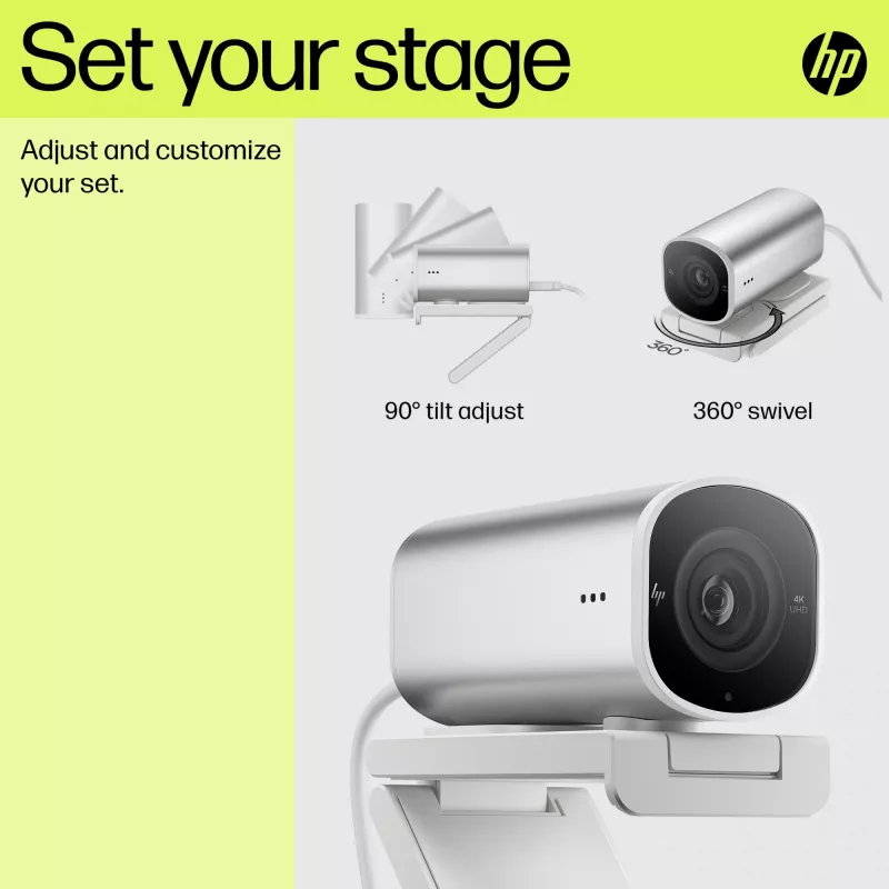 HP 960 4K straumēšanas tīmekļa kamera, 8 MP, 3840 x 2160 pikseļi, 4K Ultra HD, 30 fps, 5x, mājas lietošanai